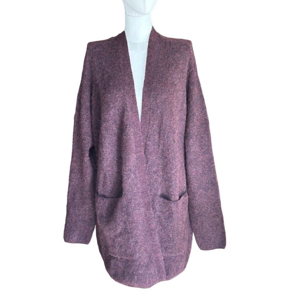 NWT H&M Mohair Blend Maxi Open Relaxed Fit Cardigan Pockets Women's Sz M